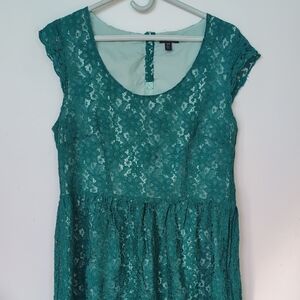 Jacob Teal Lace Midi Dress